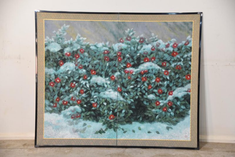 Japanese Tsubaki (Chrysanthemum) and Snow Screen Width:1760mm
