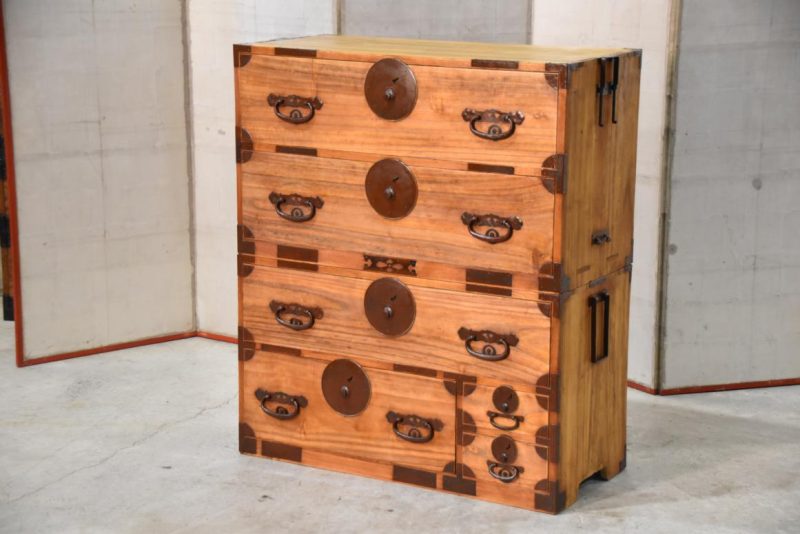 Antique Japanese Clothing Chest (2 Sections)Width:920mm - Image 13