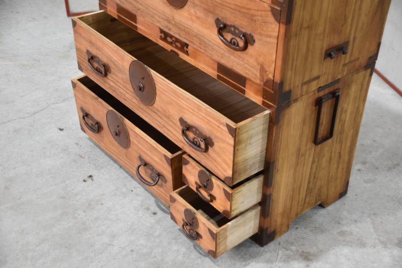 Antique Japanese Clothing Chest (2 Sections)Width:920mm - Image 7