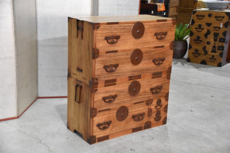 Antique Japanese Clothing Chest (2 Sections)Width:920mm - Image 4