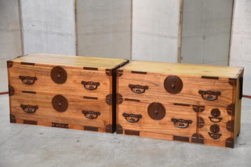 Antique Japanese Clothing Chest (2 Sections)Width:920mm - Image 3