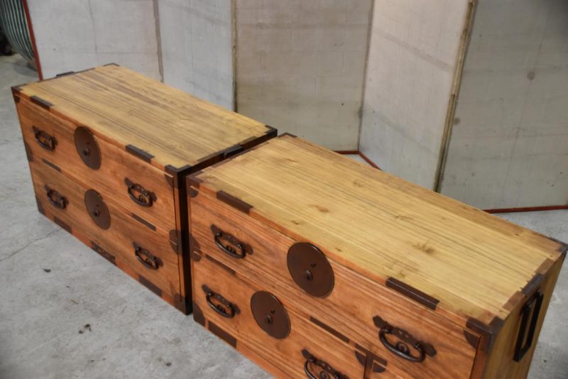 Antique Japanese Clothing Chest (2 Sections)Width:920mm - Image 2