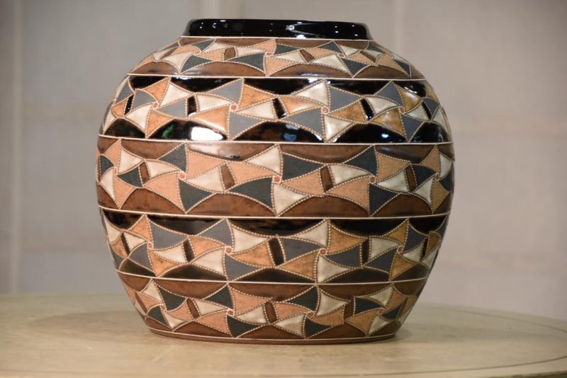 Contemporary Japanese Vase by Mokoyama Fumiya (B1960) Width:240mm - Image 2