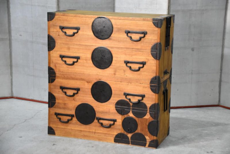 Meiji Period Japanese Clothing Chest 2 Sections Width:960mm