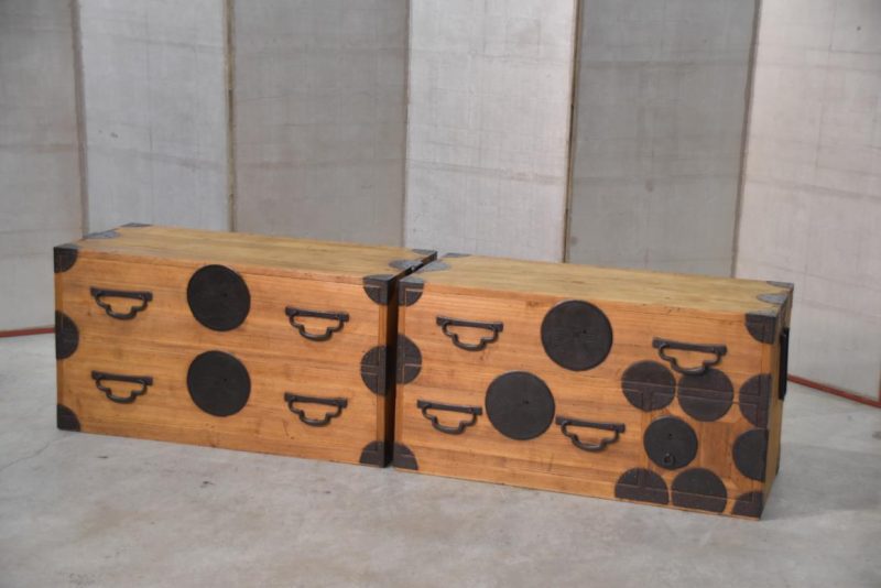 Meiji Period Japanese Clothing Chest 2 Sections Width:960mm - Image 3
