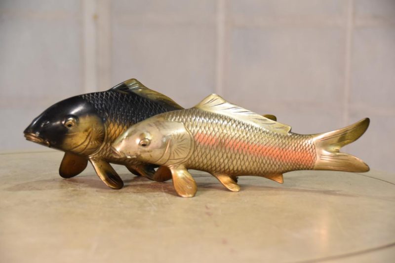 Pair of Japanese Bronze Koi - Image 2