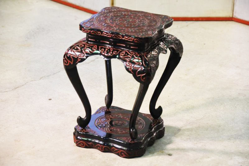 Japanese Carved Lacquer Stand