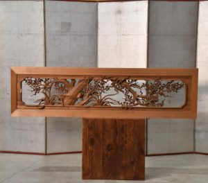 Japanese Cherry Blossom Rama Carved Wooden Transom Width:1715mm