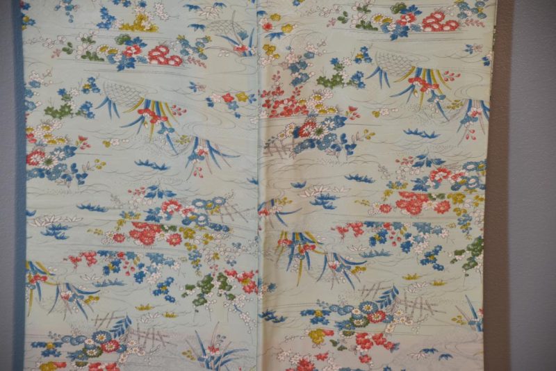 Soft Turquoise Vintage Japanese Silk Kimono - Image 3
