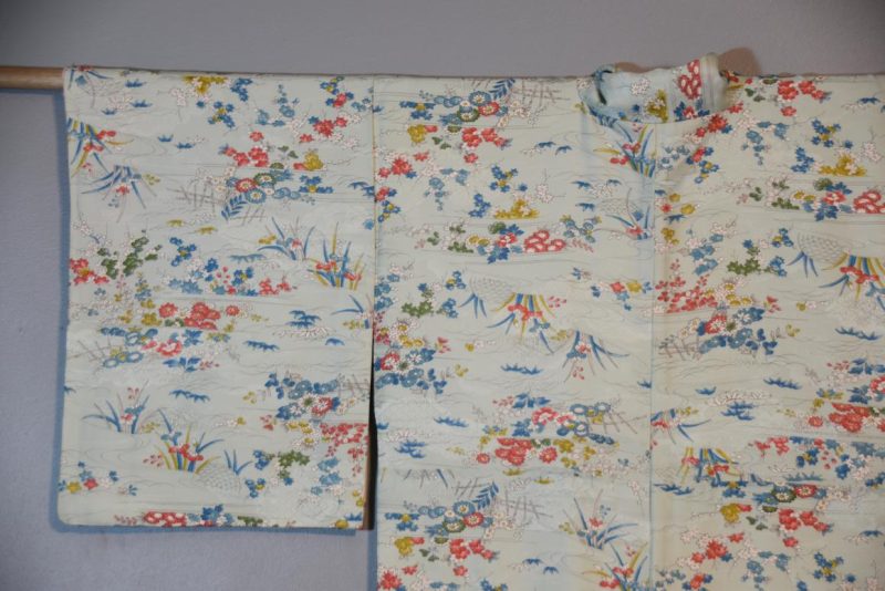 Soft Turquoise Vintage Japanese Silk Kimono - Image 8