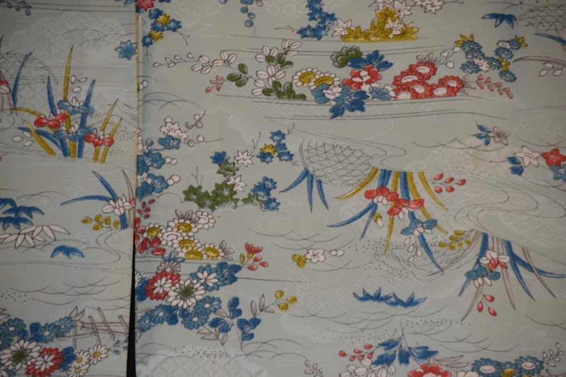 Soft Turquoise Vintage Japanese Silk Kimono - Image 7