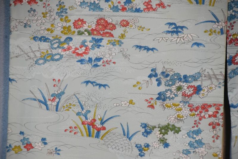 Soft Turquoise Vintage Japanese Silk Kimono - Image 6