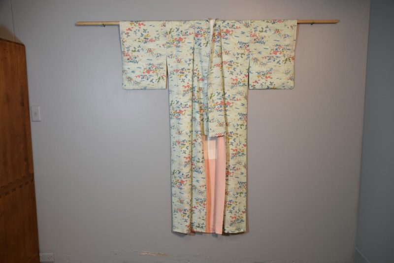 Soft Turquoise Vintage Japanese Silk Kimono - Image 5