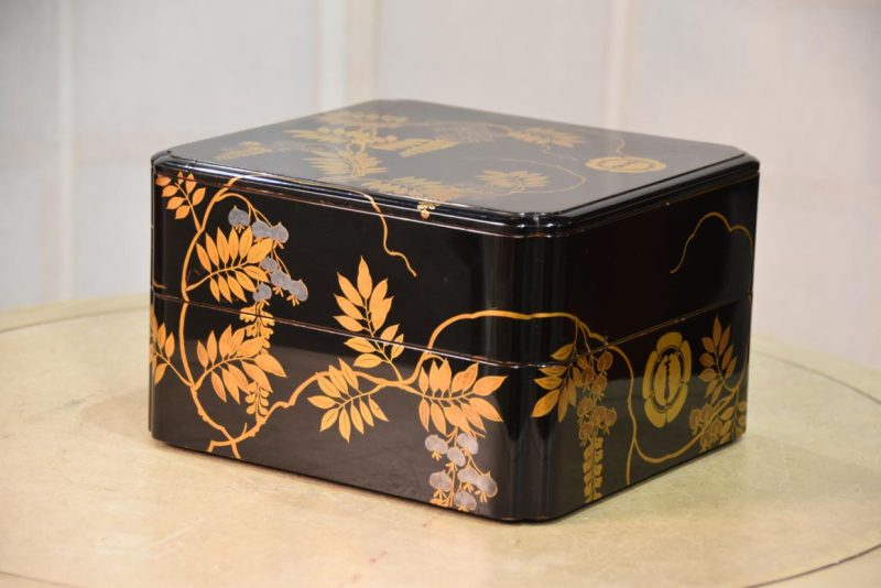 Antique Jubako Lacquered Stacking Box Width:230mm