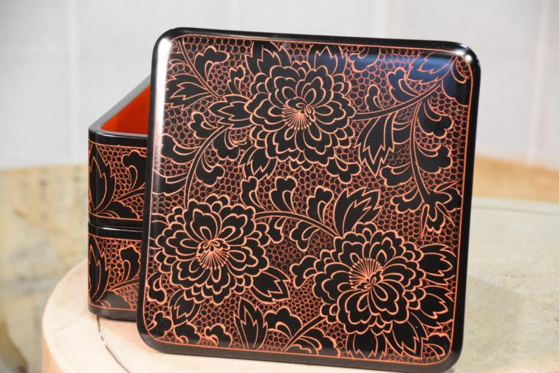 Japanese Lacquered Jubako Stacking Box Width:215mm - Image 4