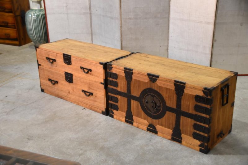 Meiji Period Ryobiraki Kasane Dansu Clothing Chest Width:980mm - Image 13