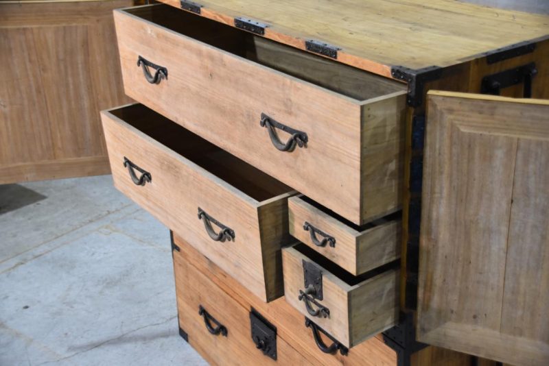 Meiji Period Ryobiraki Kasane Dansu Clothing Chest Width:980mm - Image 4