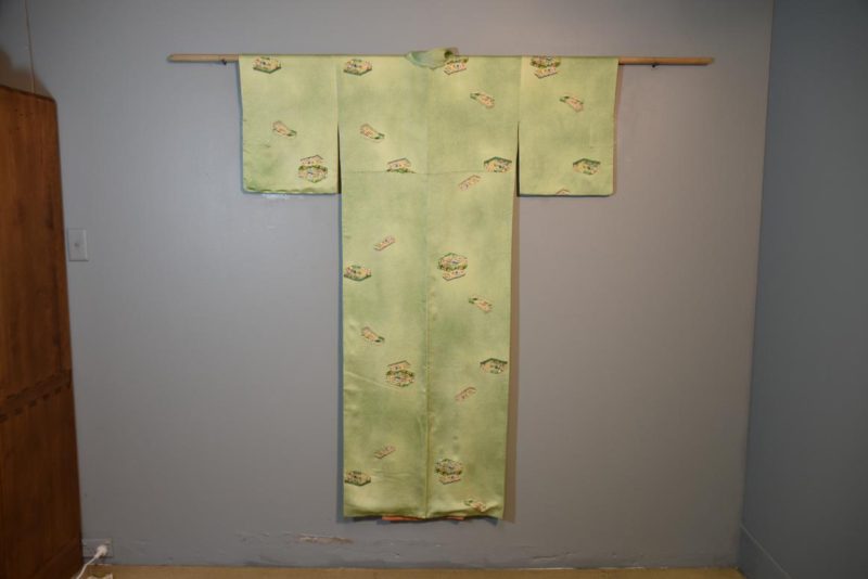 A gorgeous soft green silk Kimono