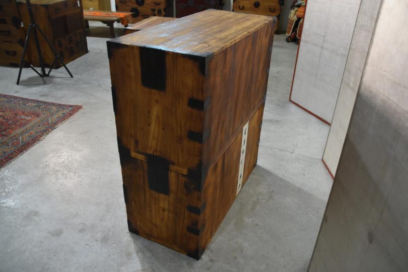 Antique 4 Drawer Clothing Chest (2 Sections) Width:940mm - Image 7