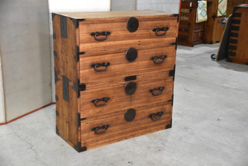 Antique 4 Drawer Clothing Chest (2 Sections) Width:940mm - Image 6
