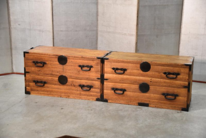 Antique 4 Drawer Clothing Chest (2 Sections) Width:940mm - Image 2
