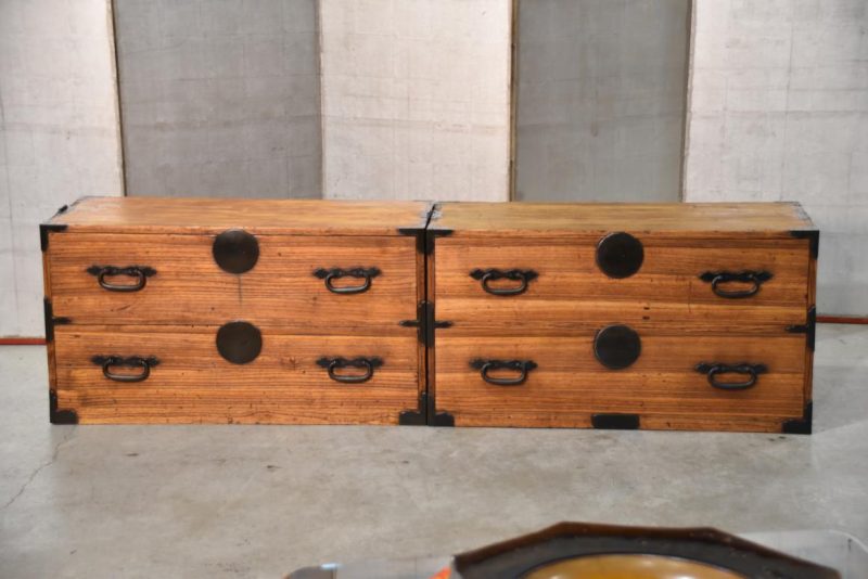 Antique 4 Drawer Clothing Chest (2 Sections) Width:940mm - Image 5
