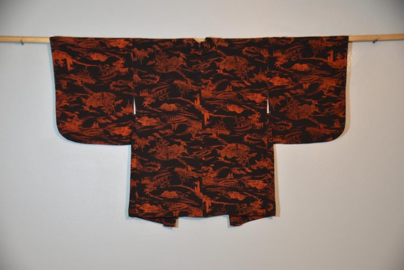 Red and Black Vintage Silk Haori