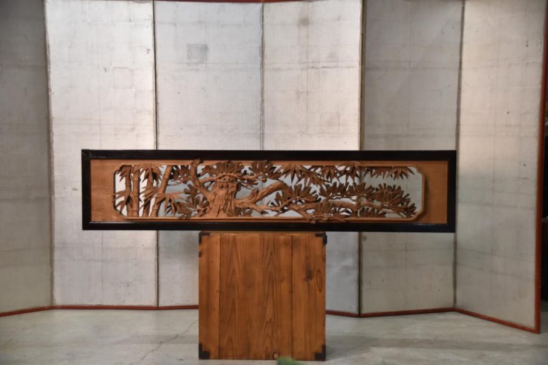 Japanese Carved Wooden Rama Transom Width:1705mm