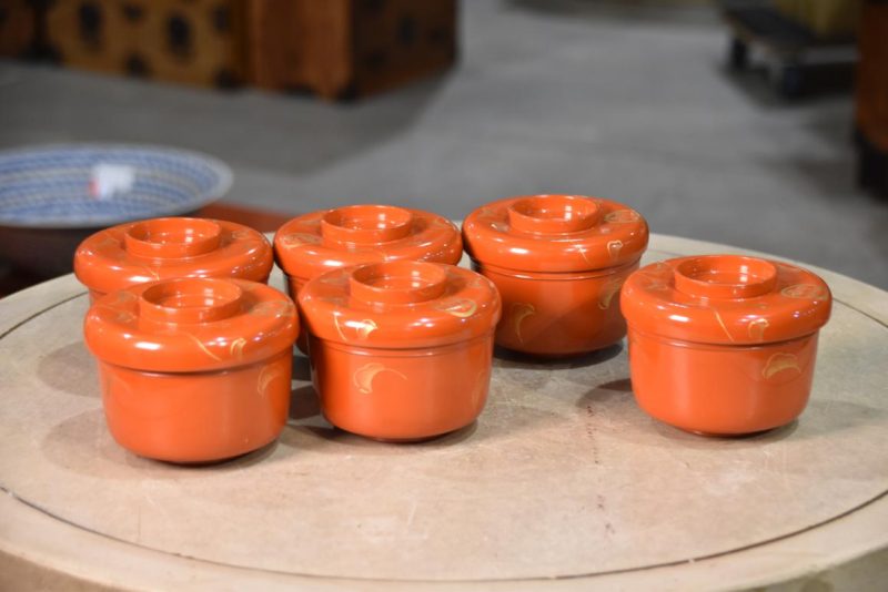 Set of 6 Japanese Lacquered Wood Miso Bowls - Image 3