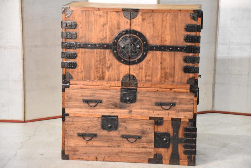 Meiji Period Ryobiraki Kasane Dansu Clothing Chest Width:920mm - Image 17
