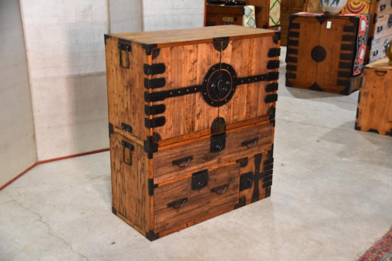 Meiji Period Ryobiraki Kasane Dansu Clothing Chest Width:920mm - Image 4