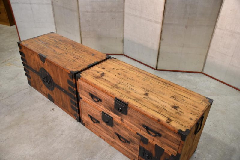 Meiji Period Ryobiraki Kasane Dansu Clothing Chest Width:920mm - Image 3