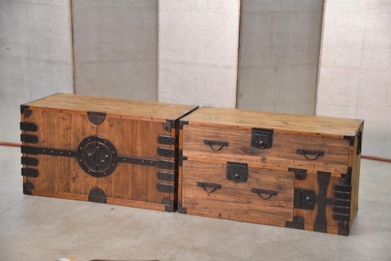 Meiji Period Ryobiraki Kasane Dansu Clothing Chest Width:920mm - Image 18