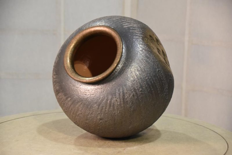 Shigaraki Pottery Metallic Glaze  Vase Width:250mm - Image 4