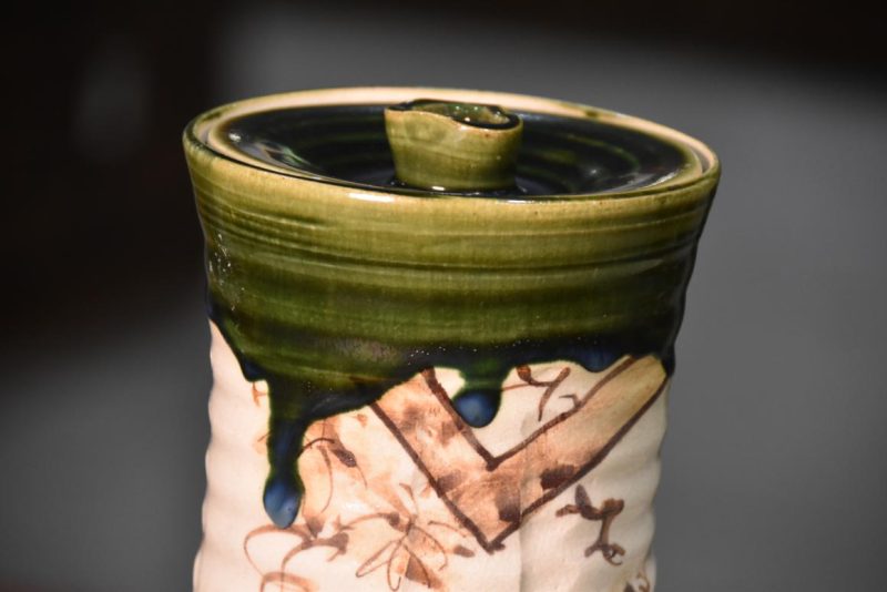 Oribe Pottery Mizuzashi Height:220mm - Image 2