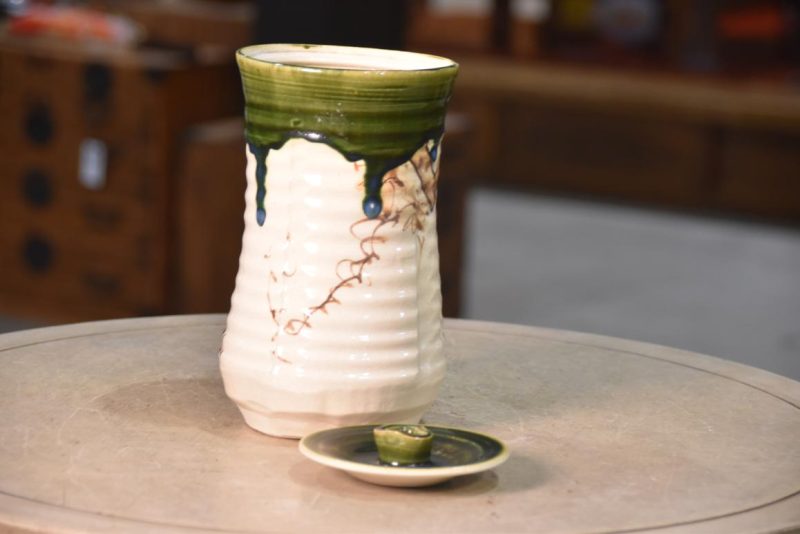 Oribe Pottery Mizuzashi Height:220mm - Image 6