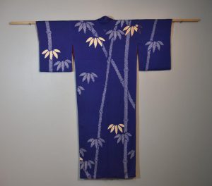 Silk Kimono with Shibori Bamboo design.