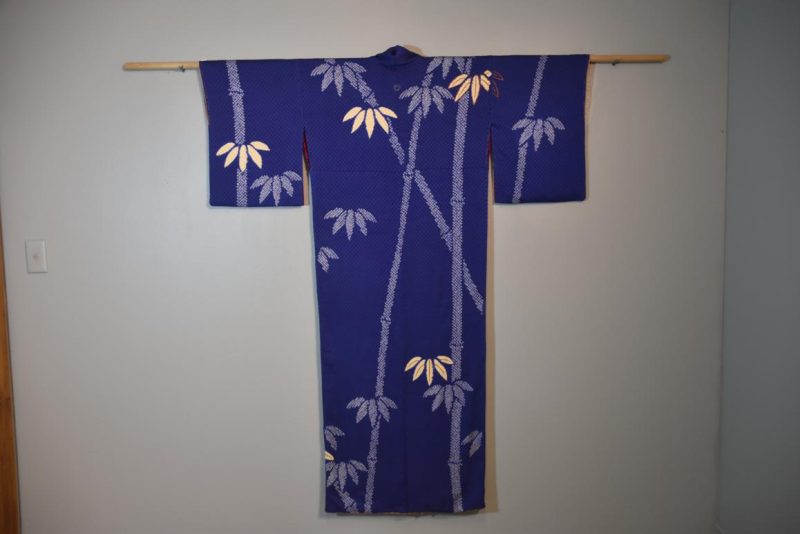 Silk Kimono with Shibori Bamboo design.