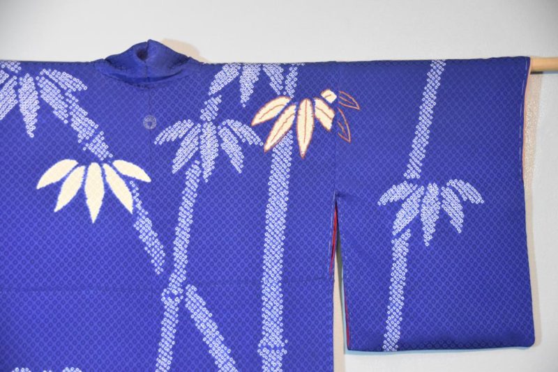 Silk Kimono with Shibori Bamboo design. - Image 5