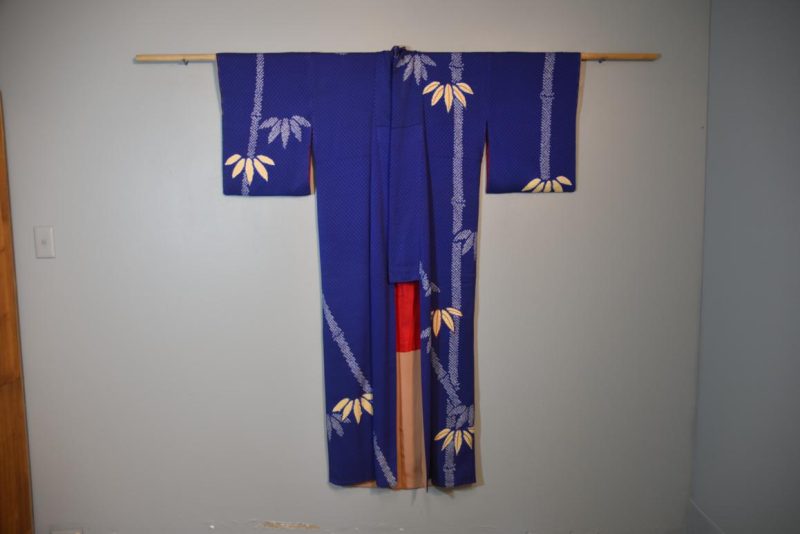 Silk Kimono with Shibori Bamboo design. - Image 4