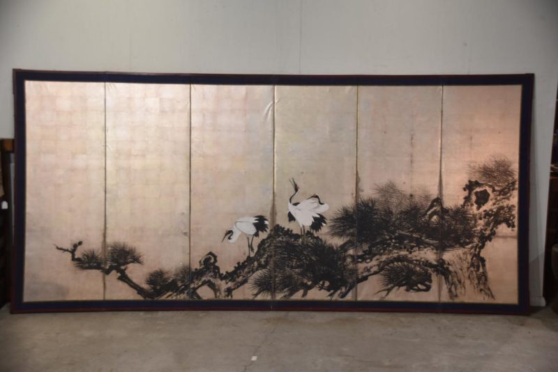 Pine and Cranes on Silver Screen Width:3680mm - Image 2