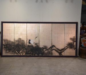 Pine and Cranes on Silver Screen Width:3680mm's