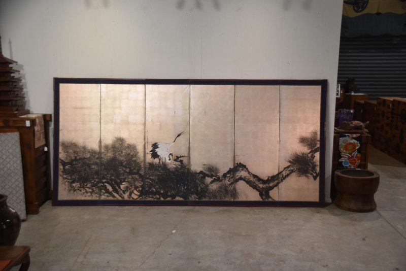 Pine and Cranes on Silver Screen Width:3680mm's