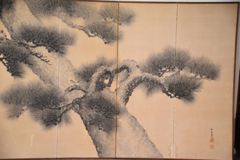 Sumi-E (Ink brush) Japanese Pine 6 Panel Screen Width:3780mm's - Image 10