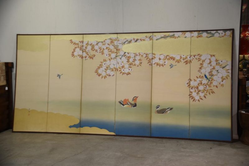 Cherry Blossom and Ducks 6 Panel Screen Width:3680mm - Image 6