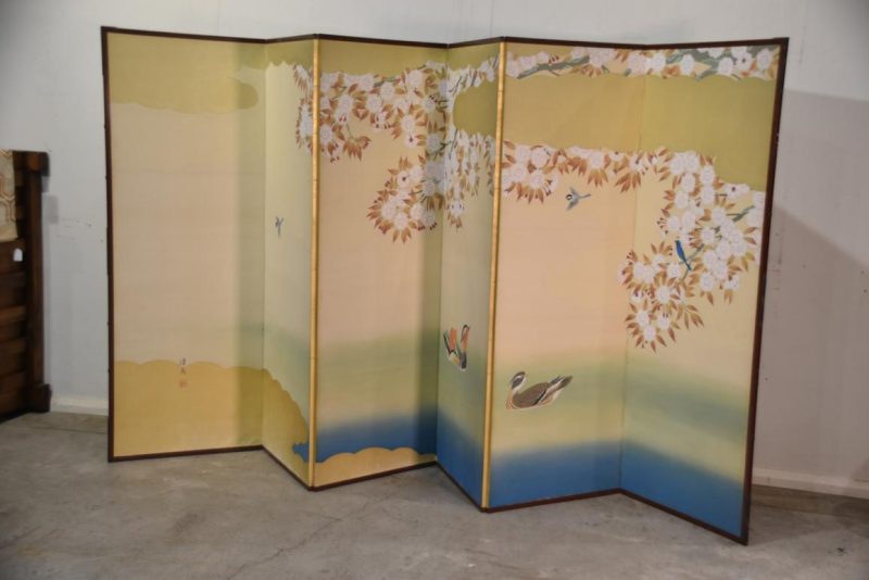 Cherry Blossom and Ducks 6 Panel Screen Width:3680mm - Image 3