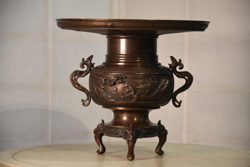 Japanese Cast Bronze Usubata Vase Width:330mm