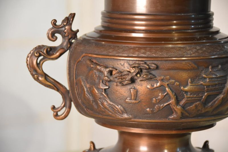 Japanese Cast Bronze Usubata Vase Width:330mm - Image 7