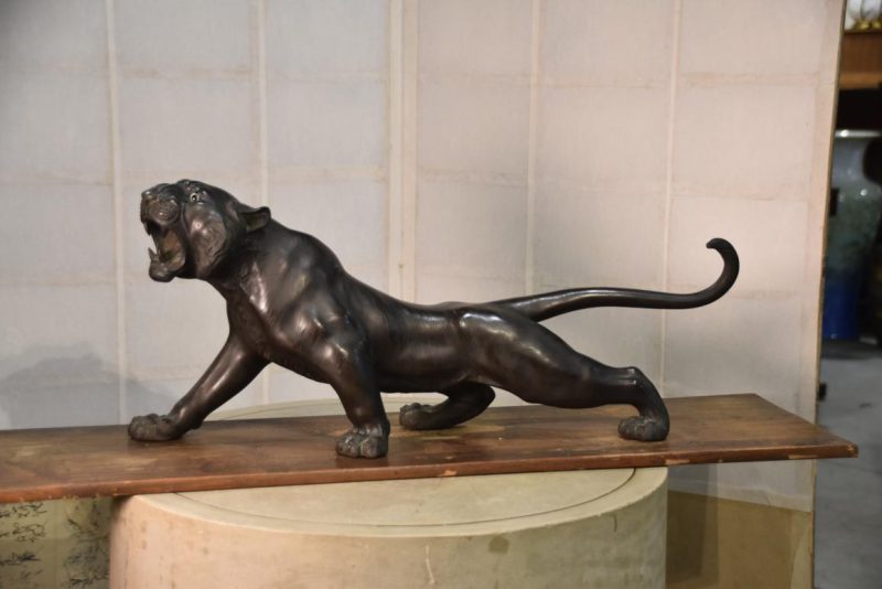 Large Japanese Bronze Tiger Width:670mm