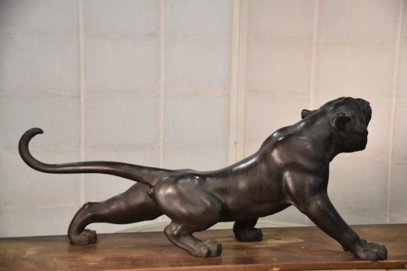 Large Japanese Bronze Tiger Width:670mm - Image 3